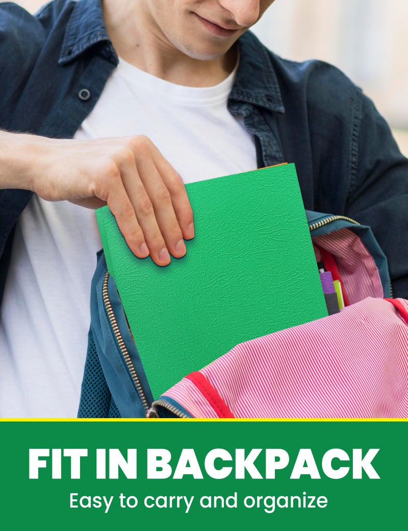 ساني مجلدات SUNEE ذات جيبين ومشابك (عبوة من 25 مجلدًا، أخضر)، مجلدات ورقية بجيبين و3 مشابك تناسب ورق بحجم الرسائل، مجلدات بمشابك للمدرسة والمكتب والمنزل والأعمال - Image 5